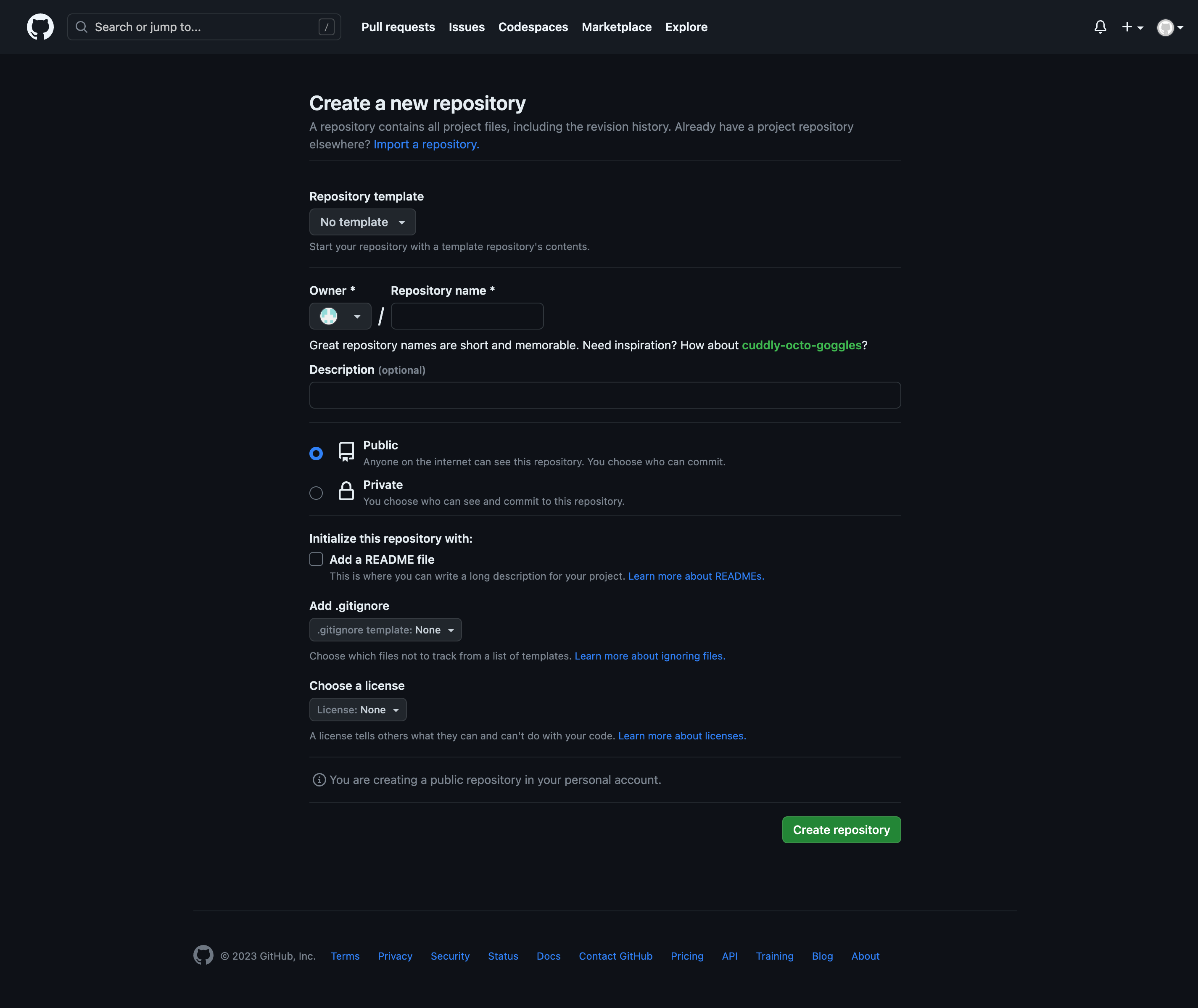 GitHub new repo